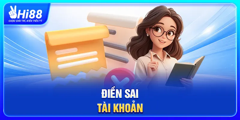 Điền sai tài khoản