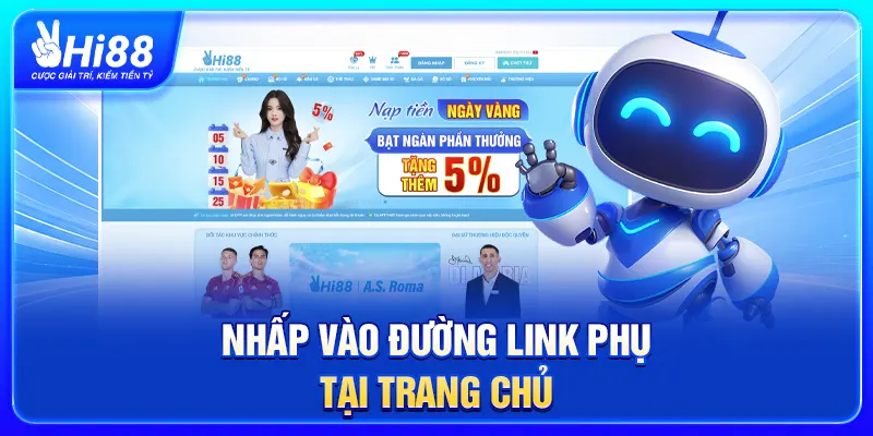Nhấp vào đường link phụ tại trang chủ
